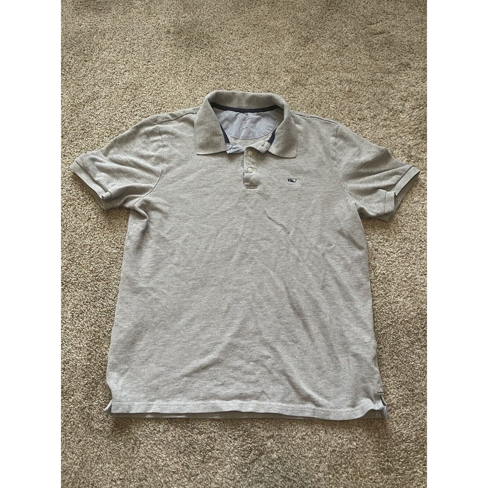 Vineyard Vines Polo Adult Medium Grey Short Sleeve Logo Cotton